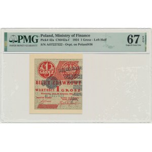 1 haléř 1924 - AO 7227322 - levá polovina - PMG 67 EPQ