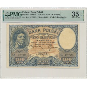 100 złotych 1919 - S.A. - PMG 35 EPQ