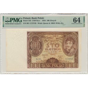 100 złotych 1934 - Ser. BO. - znw. +X+ - PMG 64