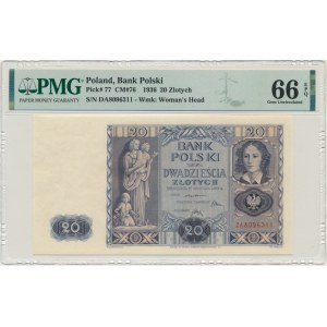 20 zlatých 1936 - DA - PMG 66 EPQ