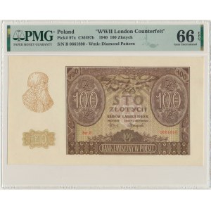 100 zlotých 1940 - B - padělek ZWZ - PMG 66 EPQ