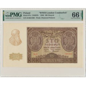 100 złotych 1940 - B - Fałszerstwo ZWZ - PMG 66 EPQ