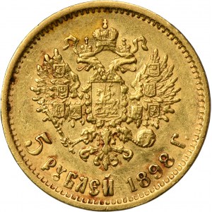 Rusko, Mikuláš II., 5 rublů Petrohrad 1898 AГ