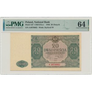 20 złotych 1946 - A - PMG 64 - pierwsza seria