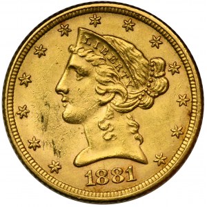 USA, 5 Dollars Philadelphia 1881 - Liberty Head