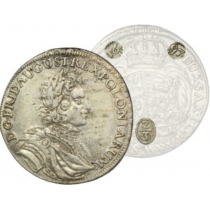 August II Silný, 2/3 tolaru (gulden) Drážďany 1697 IK - VELMI RARITNÍ