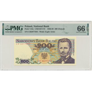 200 złotych 1986 - CR - PMG 66 EPQ - pierwsza seria rocznika