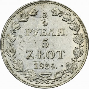 3/4 rubl = 5 zloty Warsaw 1839 MW