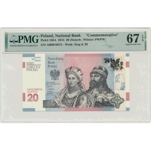 20 złotych 2015 - 1050 rocznica chrztu Polski - PMG 67 EPQ