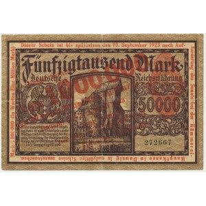 Gdaňsk, 1 milion marek 1923 - červený přetisk -