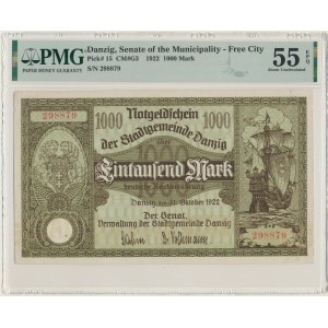Danzig, 1.000 Mark 1922 - PMG 55 EPQ