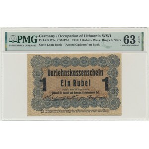 Poznaň, 1 rubl 1916 - krátká doložka (P3d) - PMG 63 EPQ