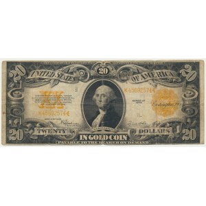 USA, zlatý certifikát, 20 dolarů 1922 - Speelman &amp; White -.