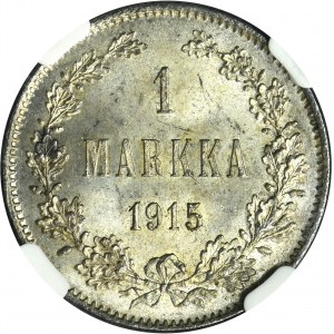 Fínsko, autonómia, Mikuláš II, 1 marka Helsinki 1915 S - NGC MS64+