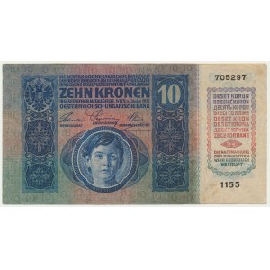 Československo, známka 10 halierov na 10 korún 1919