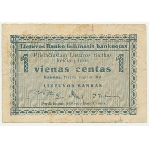 Lithuania, 1 Centas 1922