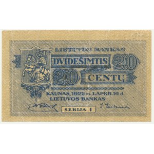 Litva, 20 centů 1922