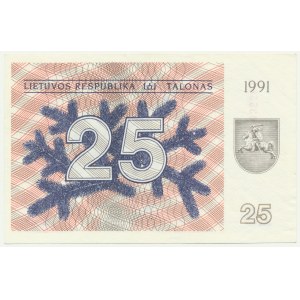 Litva, 25 talonas 1991 - bez doložky -