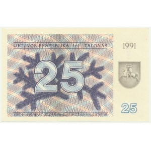 Lithuania, 25 Talonas 1991 - with text -