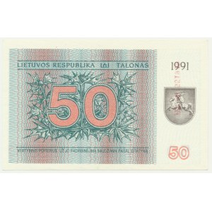 Litva, 50 talonas 1991 - s doložkou -