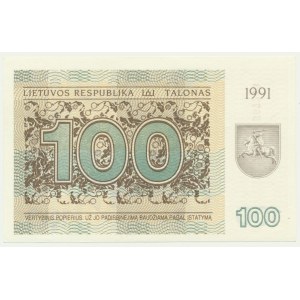 Litva, 100 talonas 1991 - s doložkou -