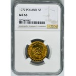 5 zlatých 1977 - NGC MS66