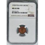 1 grosz 1928 - NGC MS65 RB