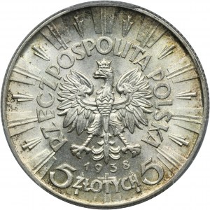 Piłsudski, 5 zl. 1938 - PCGS MS63