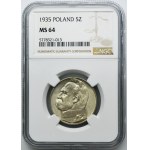 Piłsudski, 5 złotych 1935 - NGC MS64