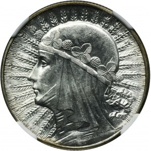 Head of a Woman, 5 gold Warsaw 1933 - NGC MS63+
