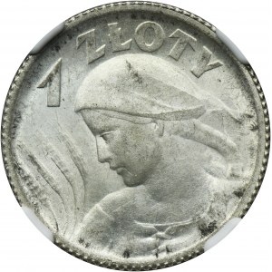 Kobieta i kłosy, 1 złoty Paryż 1924 - NGC MS63 - PIĘKNA