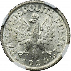 Kobieta i kłosy, 1 złoty Paryż 1924 - NGC MS63 - PIĘKNA