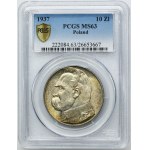 Piłsudski, 10 zl. 1937 - PCGS MS63