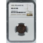5 pennies 1931 - NGC MS65 RB