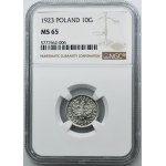 10 haléřů 1923 - NGC MS65