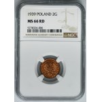 2 pennies 1939 - NGC MS66 RD