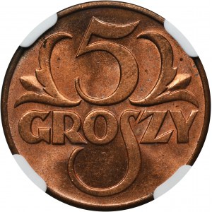 5 groszy 1939 - NGC MS65 RD+