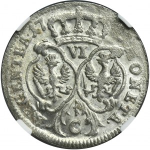 Germany, Prussia, Friedrich II, 6 Groschen Cleve 1757 C - NGC MS64