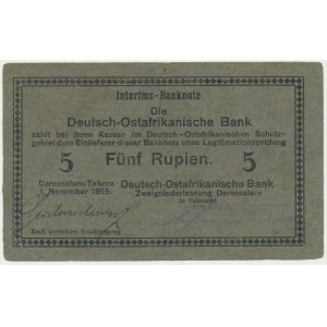 Germany, East Africa, 5 Rupien 1915
