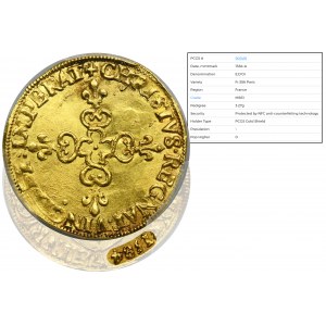 Henrich z Valois, Ecu d'or Paríž 1584 A - PCGS MS61 - vzácne