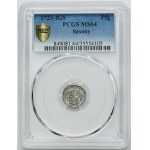 August II Silný, Halerz Drážďany 1723 IGS - PCGS MS64