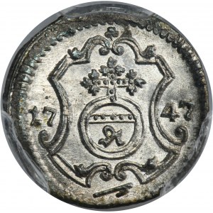 Augustus III of Poland, Heller Dresden 1747 FWôF - PCGS MS65