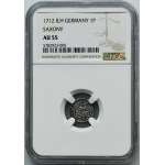 Augustus II the Strong, 1 Pfennig Leipzig 1712 ILH - NGC AU55 - RARE