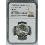 PRÓBA NIKIEL, 5 złotych 1960 Statek Waryński - NGC MS65