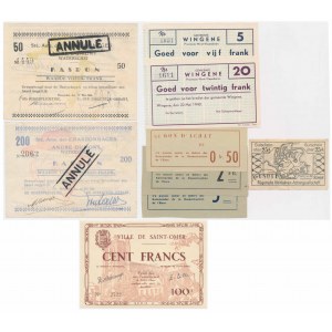 France/Beligum, Bons municipal and Kasbons 1940 (9 pcs.)