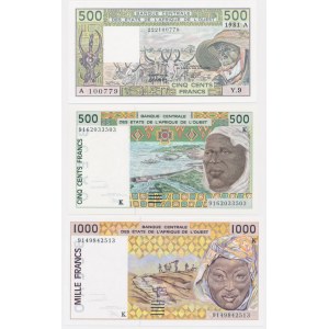 Západoafrické štáty, 500-1000 frankov (1981-2003)