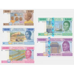 Zentralafrika, 500-10.000 Franken 2002 (5 Einheiten).
