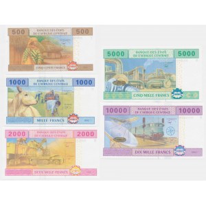 Zentralafrika, 500-10.000 Franken 2002 (5 Einheiten).