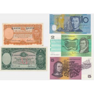 Austrália, sada 10 šilingov, 1 GBP, 2-10 USD (1941-2015)