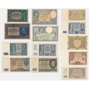 Set, Polish banknotes 1919-41 (13 pieces).